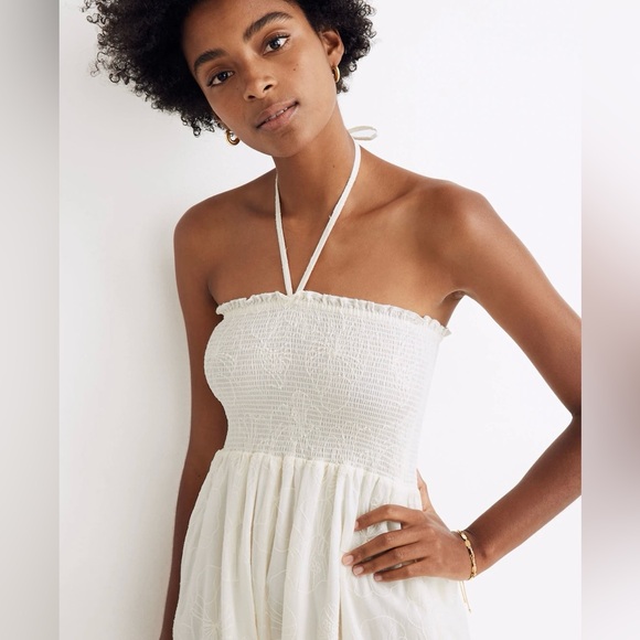 Madewell X Warm Embroidered Smocked Midi Dress - Picture 3 of 10